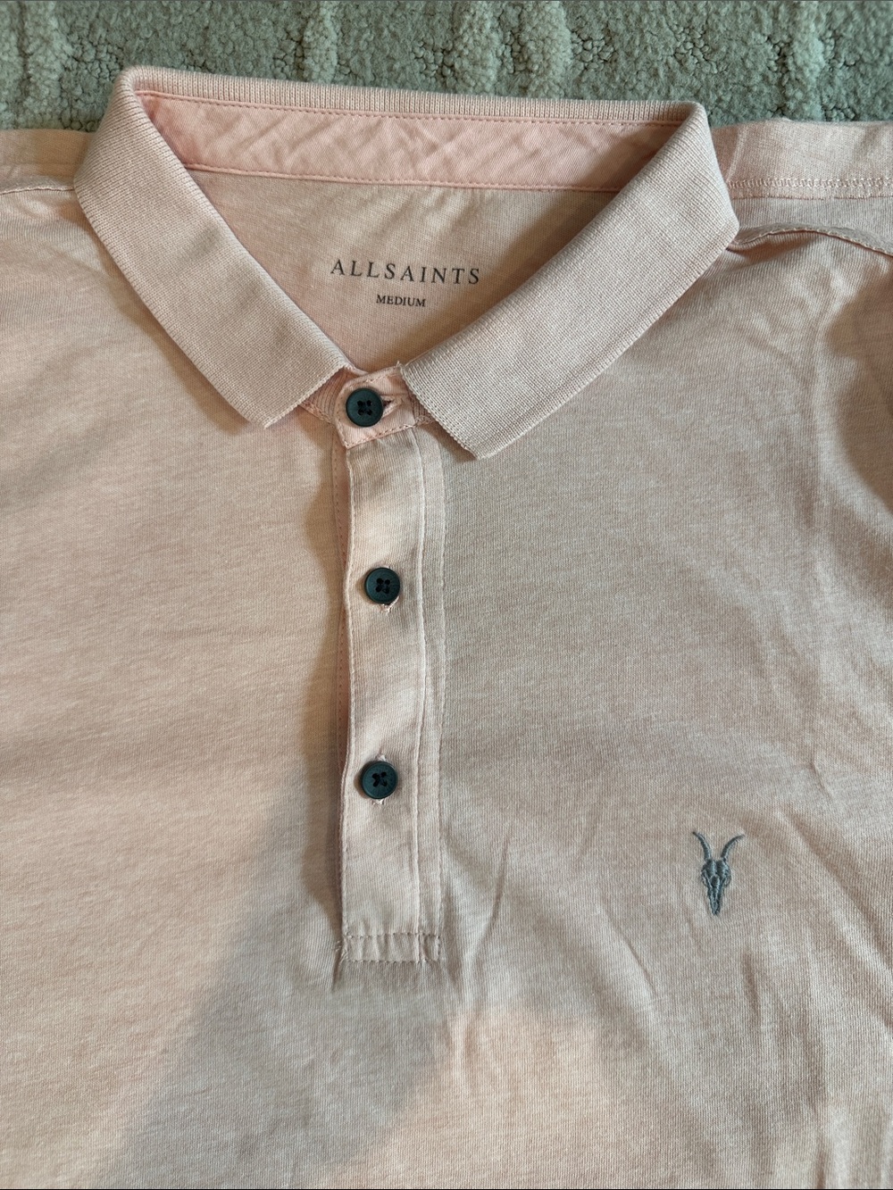AllSaints Men's Light Pink Polo Shirt - Picture 2 of 2